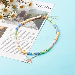 Polymer Clay Beaded Necklace Set&nbsp;NJEW-JN03619