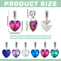 30Pcs 6 Colors Glass European Dangle Charms&nbsp;PALLOY-PH01825