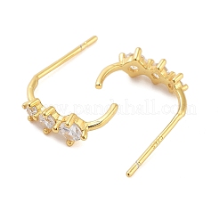 925 Sterling Silver Micro Pave Clear Cubic Zirconia Stud Earrings for Women&nbsp;EJEW-F342-02G