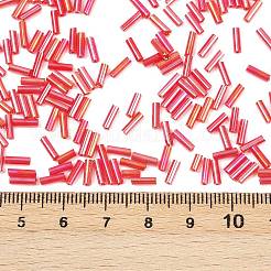 Transparent Colours Rainbow Glass Bugle Beads&nbsp;X-TSDB6MM165B
