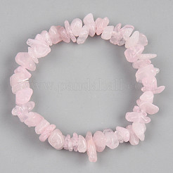 Unisex Chip Natural Rose Quartz Beaded Stretch Bracelets&nbsp;BJEW-S143-25