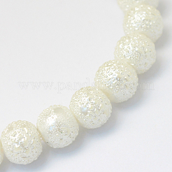 Baking Paint Textured Glass Pearl Round Bead Strands&nbsp;X-HY-Q002-8mm-01