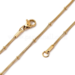 1.2MM 304 Stainless Steel Rondelle Bead Round Snake Chain Necklaces&nbsp;NJEW-K291-03G