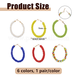 6 Pairs 6 Colors Stainless Steel Hoop Earrings&nbsp;EJEW-DC0001-51