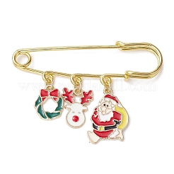 4Pcs 4 Style Christmas Santa Claus Snowman Snowflake Alloy Enamel Pendant Brooches&nbsp;JEWB-BR00129