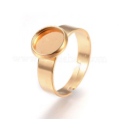 Ion Plating(IP) Adjustable 201 Stainless Steel Finger Rings Components&nbsp;X-STAS-G187-01G-8mm