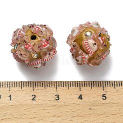 Christmas Theme Polymer Clay Rhinestone Beads with Resin&nbsp;X-RESI-Z045-01E
