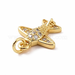 Brass Micro Pave Cubic Zirconia Charms&nbsp;KK-C012-42G
