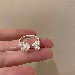 Alloy Crystal Rhinestone and Imitation Pearl Cuff Rings&nbsp;FS-WG84A9F-01