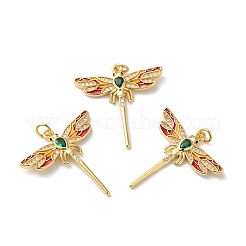 Rack Plating Brass Micro Pave Clear Cubic Zirconia Pendants&nbsp;KK-D074-09G
