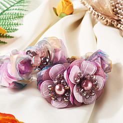 2Pcs 2 Colors Chic Solid Color French Satin Pigtail Hair Tie for Elegant Hairstyles&nbsp;OHAR-TA0001-10B