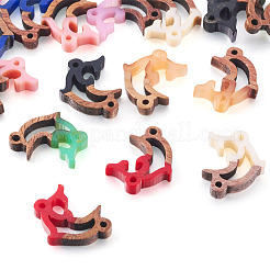 16Pcs 8 Colors Opaque Resin & Walnut Wood Connector Charms&nbsp;RESI-TA0002-69