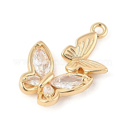 Brass Micro Pave Clear Cubic Zirconia Pendants&nbsp;KK-R219-33G
