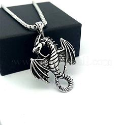Vintage Punk 304 Stainless Steel Dragon Pendant Necklaces for Men Women&nbsp;LN2860