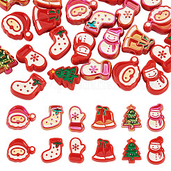 24Pcs 12 Styles Christmas Decorations Theme Opaque Acrylic Beads with Enamel&nbsp;OACR-TA0004-55