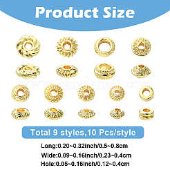 90Pcs 9 Styles Rack Plating Alloy Bead&nbsp;FIND-YW0011-66