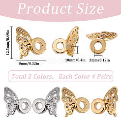 8Pairs 2 Colors Brass Micro Pave Cubic Zirconia Bead&nbsp;KK-SC0004-26