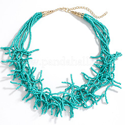 Boho Coral Shaped Glass Seed Beaded Cluster Necklaces&nbsp;FS-WGDCDA2-04
