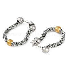 304 Stainless Steel Chain Charm Hoop Earrings for Women&nbsp;EJEW-M023-03P