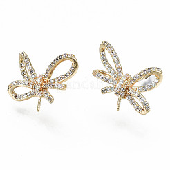 Brass Micro Pave Clear Cubic Zirconia Earring Findings&nbsp;KK-S356-176G-NF