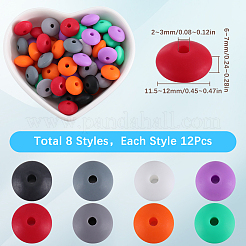 96Pcs 12 Colors Food Grade Eco-Friendly Silicone Abacus Beads&nbsp;SIL-SC0001-87C