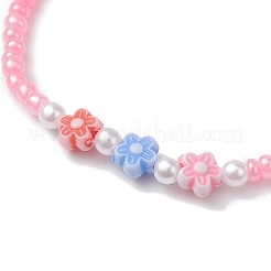 6Pcs 6 Colors Flower Acrylic Stretch Bracelets&nbsp;BJEW-JB10235-01