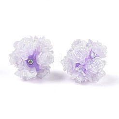 Polymer Clay Rhinestone Beads with Embossed Resin Roses&nbsp;RESI-T059-01A