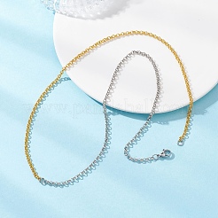 3MM Two Tone 304 Stainless Steel Rolo Chain Necklaces&nbsp;NJEW-JN05623
