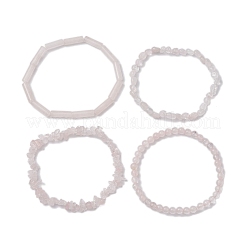 Natural Rose Quartz Beaded Stretch Bracelet Sets&nbsp;BJEW-JB10783