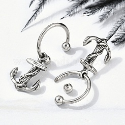 Anchor 316 Surgical Stainless Steel Dangle Half Hoop Earrings for Women&nbsp;EJEW-G416-43AS