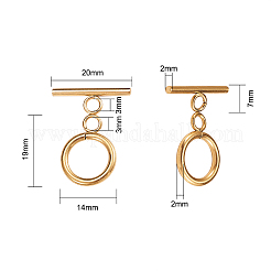 20Sets 2 Colors Ion Plating(IP) 304 Stainless Steel Ring Toggle Clasps&nbsp;STAS-CJ0001-204