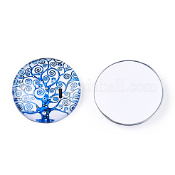 Half Round/Dome Tree Pattern Glass Flatback Cabochons for DIY Projects&nbsp;GGLA-Q037-25mm-M28-11