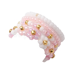 4Pcs 4 Style Glass Seed Beaded Stretch Finger Rings&nbsp;RJEW-JR00661-04