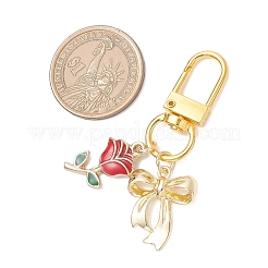 5Pcs Valentine's Day Bowknot Alloy Enamel Pendant Decorations&nbsp;HJEW-JM04470