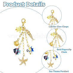 2Pcs Handmade Porcelain & Alloy & Brass Pendant Decorations&nbsp;HJEW-HS00088