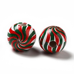 Christmas Theme Printed Natural Wooden Beads&nbsp;WOOD-L020-A07