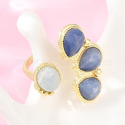 Natural Blue Aventurine & Natural Aquamarine Cuff Rings&nbsp;GG-G001-03G-07