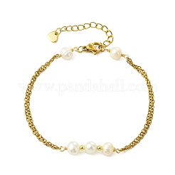 Nuggets Natural Cultured Freshwater Pearl Beads Link Bracelets&nbsp;BJEW-JB14127