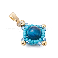 Natural Tiger Eye(Dyed & Heated) & Handmade Glass Seed Beaded Star Pendants&nbsp;PALLOY-MZ00494-01
