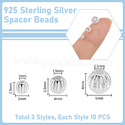 30Pcs 3 Styles 925 Sterling Silver Pumpkin Beads&nbsp;STER-GA0001-28