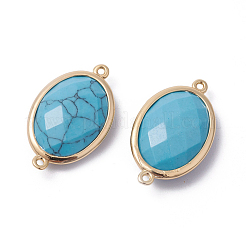 Golden Tone Brass Synthetic Turquoise Links connectors&nbsp;G-F339-A04