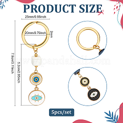 5Pcs Evil Eye Theme Handmade Porcelain & Alloy Enamel Keychain&nbsp;KEYC-PH01560