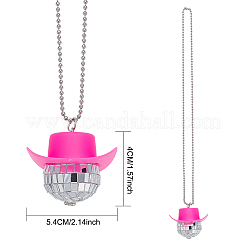 4Pcs Cow Hat & Disco Ball Pendant Decoration with Ball Chains&nbsp;NJEW-DR0001-01