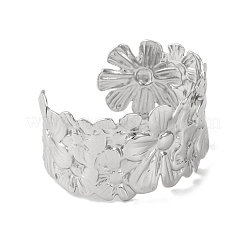 Flower 304 Stainless Steel Bangles for Women&nbsp;BJEW-B104-02P