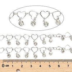 Rack Plating Brass Heart Link Chains&nbsp;CHC-A007-14P