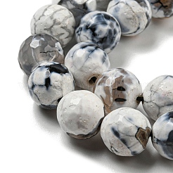 Faceted Natural Fire Crackle Agate Beads Strands&nbsp;G-F447-12mm-J02