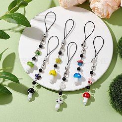 Handmade Lampwork Mushroom Mobile Straps&nbsp;HJEW-JM02290