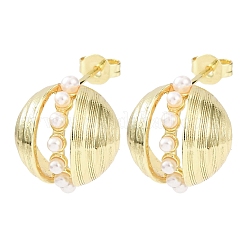 Round Brass Stud Earrings&nbsp;EJEW-D351-01G