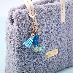 1Pc Resin Letter & Acrylic Butterfly Tassel Keychains&nbsp;KEYC-GF0001-19A