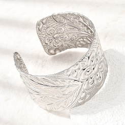 35MM 304 Stainless Steel Textured Flower Wide Cuff Bangles for Women&nbsp;SA-CBAB767-33P
